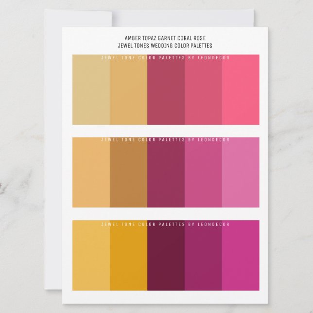 Topaz Garnet Coral Rose Jewel Tone Wedding Colours (Front)