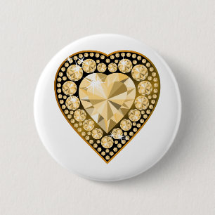 Topaz Gem Heart 6 Cm Round Badge