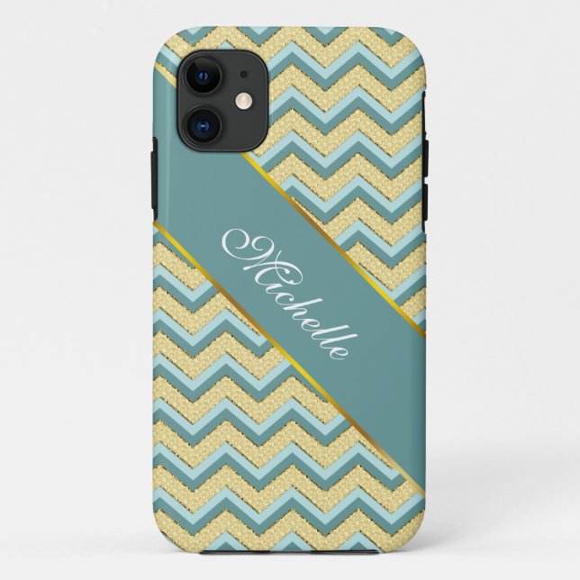 Topaz Glitter Chevron Pattern Case-Mate iPhone Case (Back)