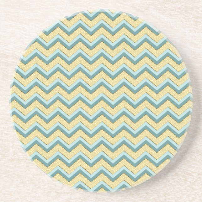 Topaz Glitter Chevron Pattern Coaster (Front)
