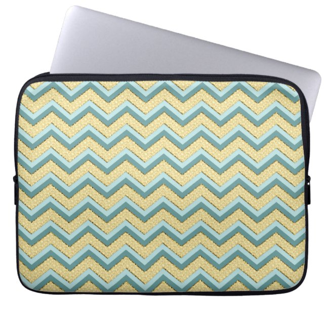 Topaz Glitter Chevron Pattern Laptop Sleeve (Front)