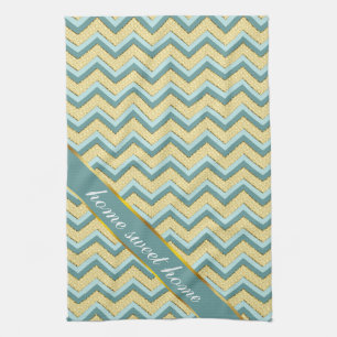 Topaz Glitter Chevron Pattern Tea Towel