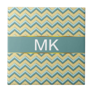 Topaz Glitter Chevron Pattern Tile