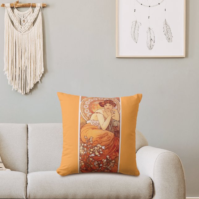 Topaz Illustration Alphonse Mucha Nouveau Cushion (Creator Uploaded)
