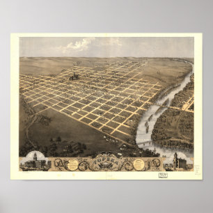 Topeka Kansas 1869 Panoramic Map Poster