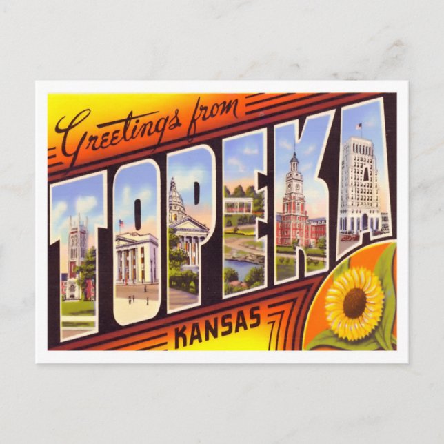 Topeka, Kansas Vintage Big Letters Postcard (Front)