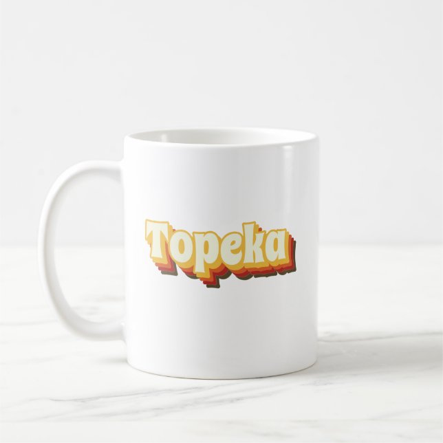 Topeka Retro Vintage Text Coffee Mug (Left)