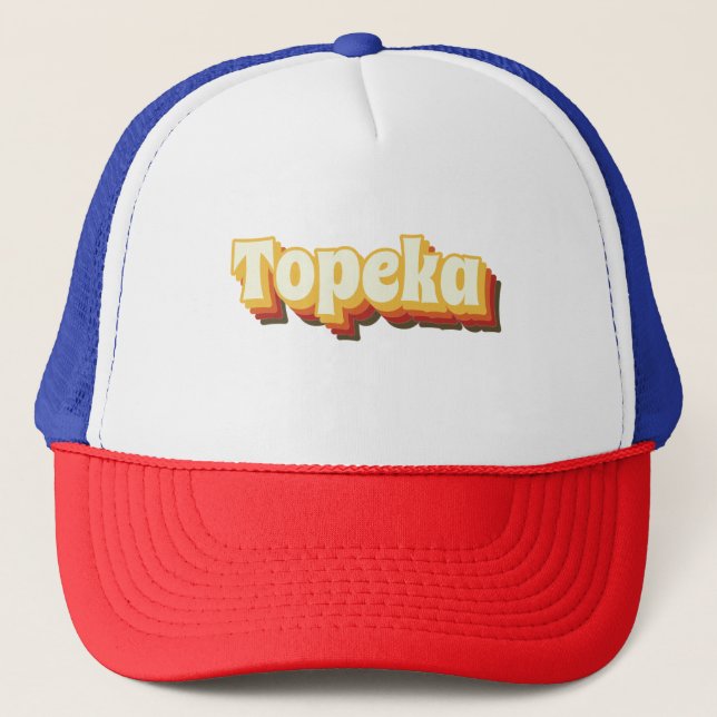 Topeka Retro Vintage Text Trucker Hat (Front)