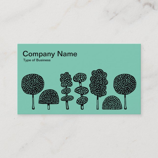 Topiary - Black on Lt Green 7dcfb6 Business Card (Front)