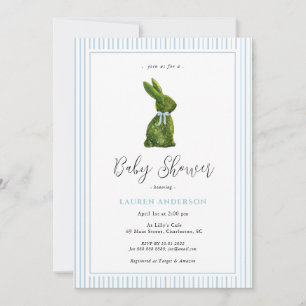 Topiary Bunny Blue Baby Boy Shower  Invitation