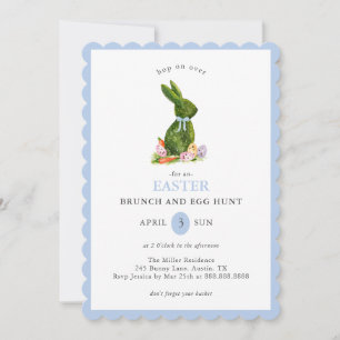Topiary Bunny Easter Brunch and Egg hunt Invitation