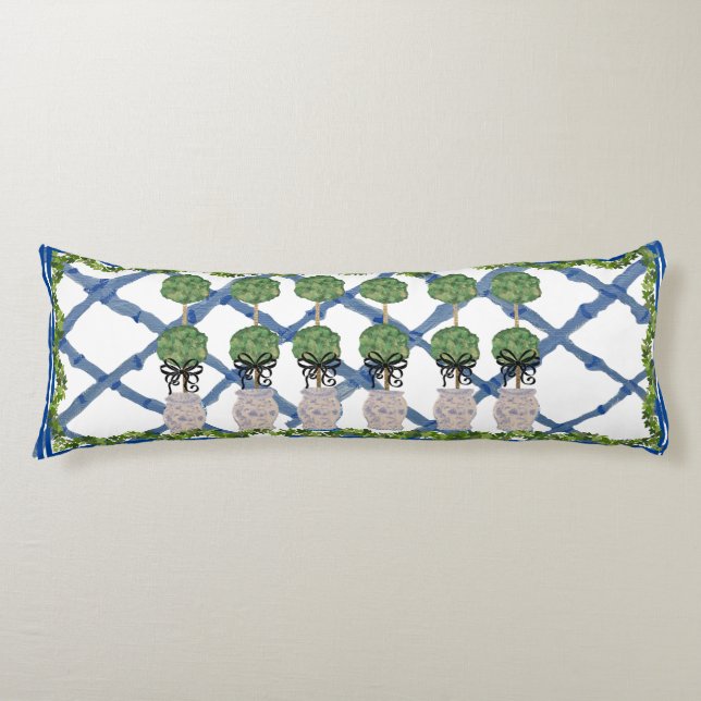 Topiary Chinoiserie Ginger Jar Jars Lumbar  Body Cushion (Front)