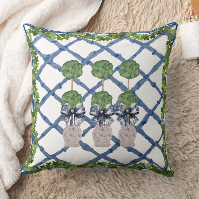 Topiary Chinoiserie Ginger Jar Jars Lumbar  Cushion (Blanket)