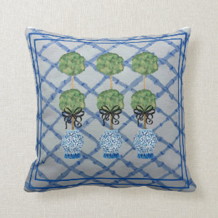 Topiary Chinoiserie Ginger Jar Lumbar  Accent Pill Cushion