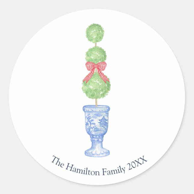 Topiary Coquette Chinoiserie Christmas Stickers (Front)