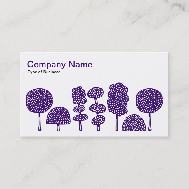 Topiary - Deep Purple on White Business Card (Front)