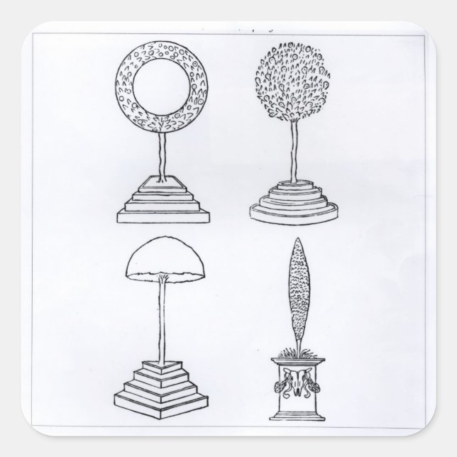 Topiary designs, from 'Hypnerotomachia Poliphili', Square Sticker (Front)