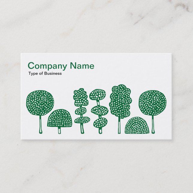 Topiary - Forest Green on White Business Card (Front)