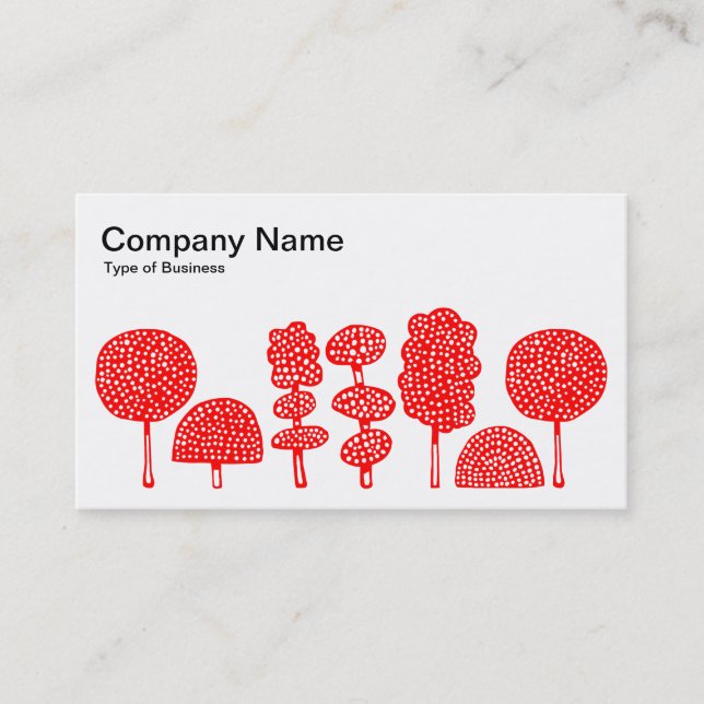 Topiary - Red on White Business Card (Front)