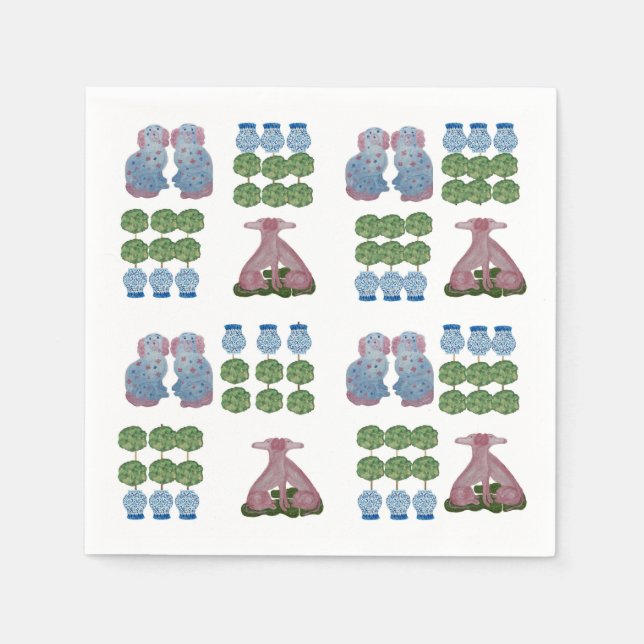 Topiary Staffordshire Dogs Ginger Jar Napkin (Front)