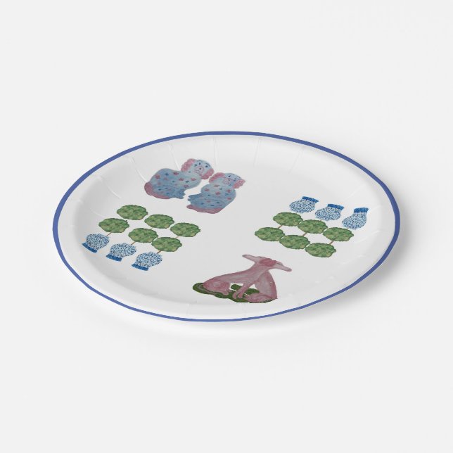 Topiary Staffordshire Dogs Ginger Jar Paper Plate (Angled)