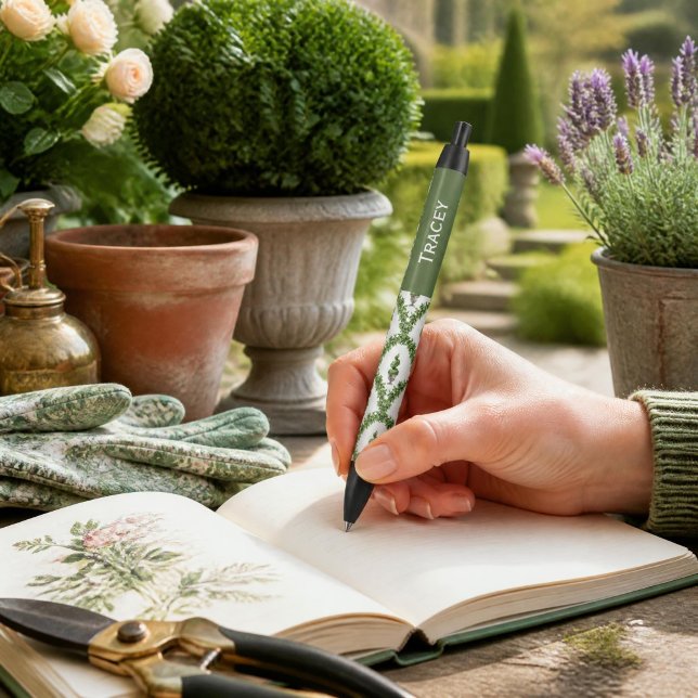 Topiary Tree Custom Name  Blue Ink Pen (Topiary Tree Gardening Lover Pen)
