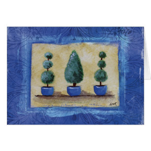 Topiary Trees with Blue Border