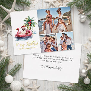 Topical Beach Christmas Photo Foil Holiday Card