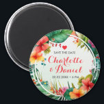 Topical Floral Wreath | Wedding | Save The Date Magnet<br><div class="desc">Set the tone for your tropical paradise wedding with our gorgeous Save the Date Magnet in floral wreath print! Add a perfect touch of elegance to your wedding invitations,  making sure your guests save the date for your special day. This is another 100% original Snuggle Hamster design.</div>