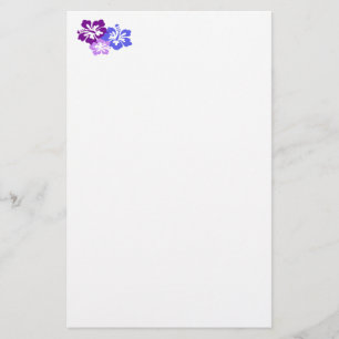 Topical Hibiscus Flower in Blue, Purple and Lilac Stationery