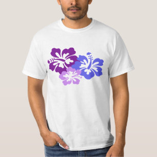 Topical Hibiscus Flower in Blue, Purple and Lilac T-Shirt