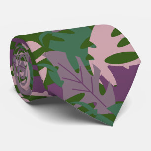 Topical Leaf Monstera Purple Green Tie