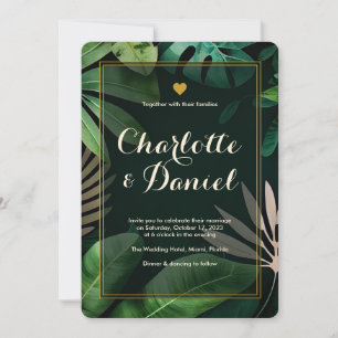 Topical Leaves Pattern Wedding Invitation