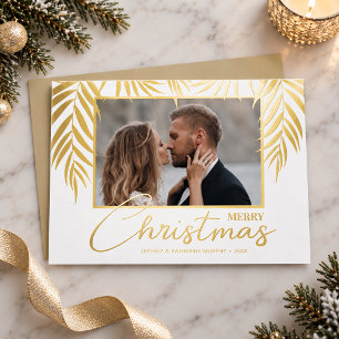 Topical Merry Christmas Photo Foil Holiday Card