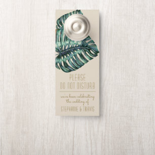 Topical Monstera Tan Gold Do Not Disturb Wedding Door Hanger