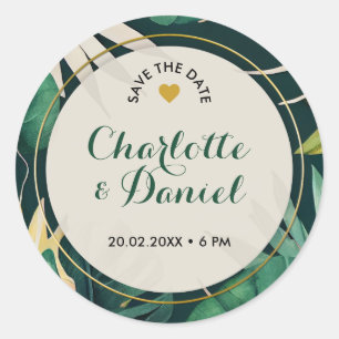 Topical Print Save The Date Wedding Classic Round Sticker