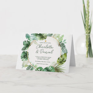 Topical Watercolor Print Folded Wedding Invitation