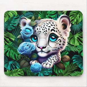 Topical White Leopard Cub Mouse Mat