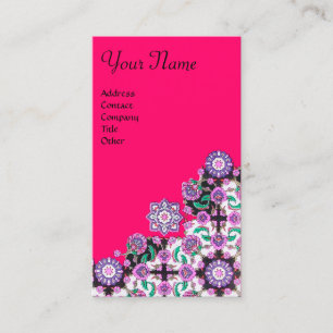 TOPKAPI,FLORAL PINK FUCHSIA ORIENTAL FLOWERS BUSINESS CARD