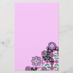 TOPKAPI / Pink Purple Green Floral Damask Stationery