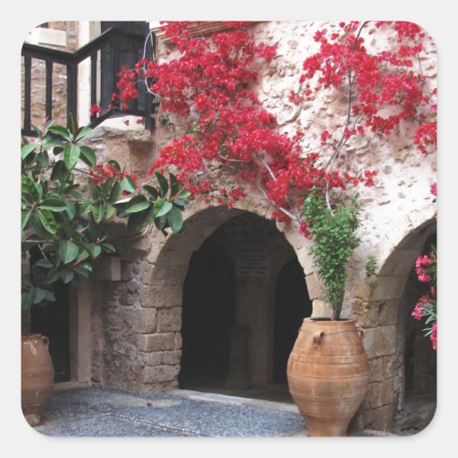 Toplou Monastery Church courtyard CRETE GREECE Square Sticker (Front)