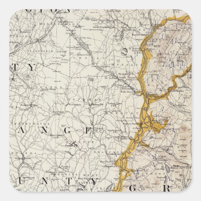 Topographic and Glacial Map of New Hampshire 2 Square Sticker (Front)