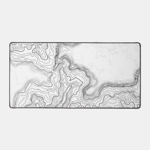 Topographic Contour White Gaming Mouse Pad XL