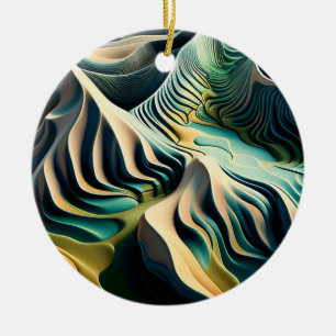 Topographic Currents Ceramic Tree Decoration