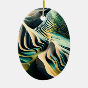 Topographic Currents Ceramic Tree Decoration