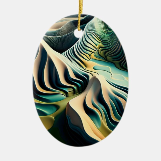 Topographic Currents Ceramic Tree Decoration (Front)