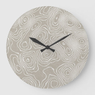 Topographic Earth Lines: Organic Map Large Clock