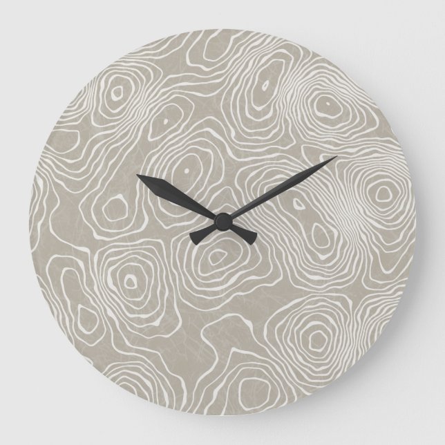 Topographic Earth Lines: Organic Map Large Clock (Front)