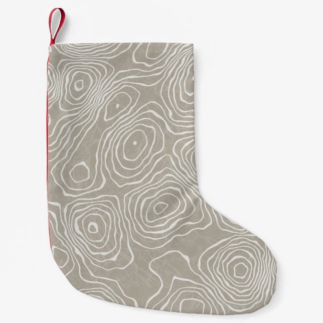 Topographic Earth Lines: Organic Map Small Christmas Stocking (Front)