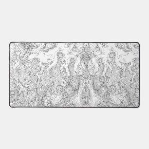Topographic Extended White Mouse Pad Large,Gaming 